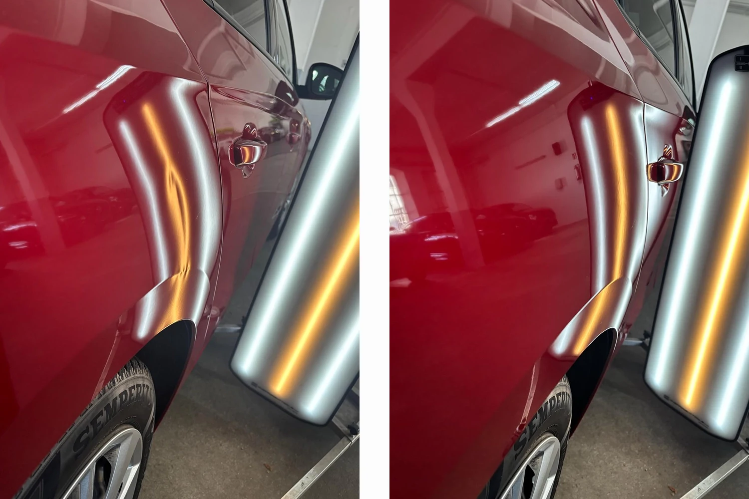 Dellenreparatur-Seitz-Blau vor-nachher-rot